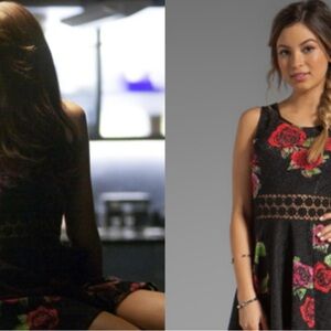 Free People Black Dress with Red Floral Design